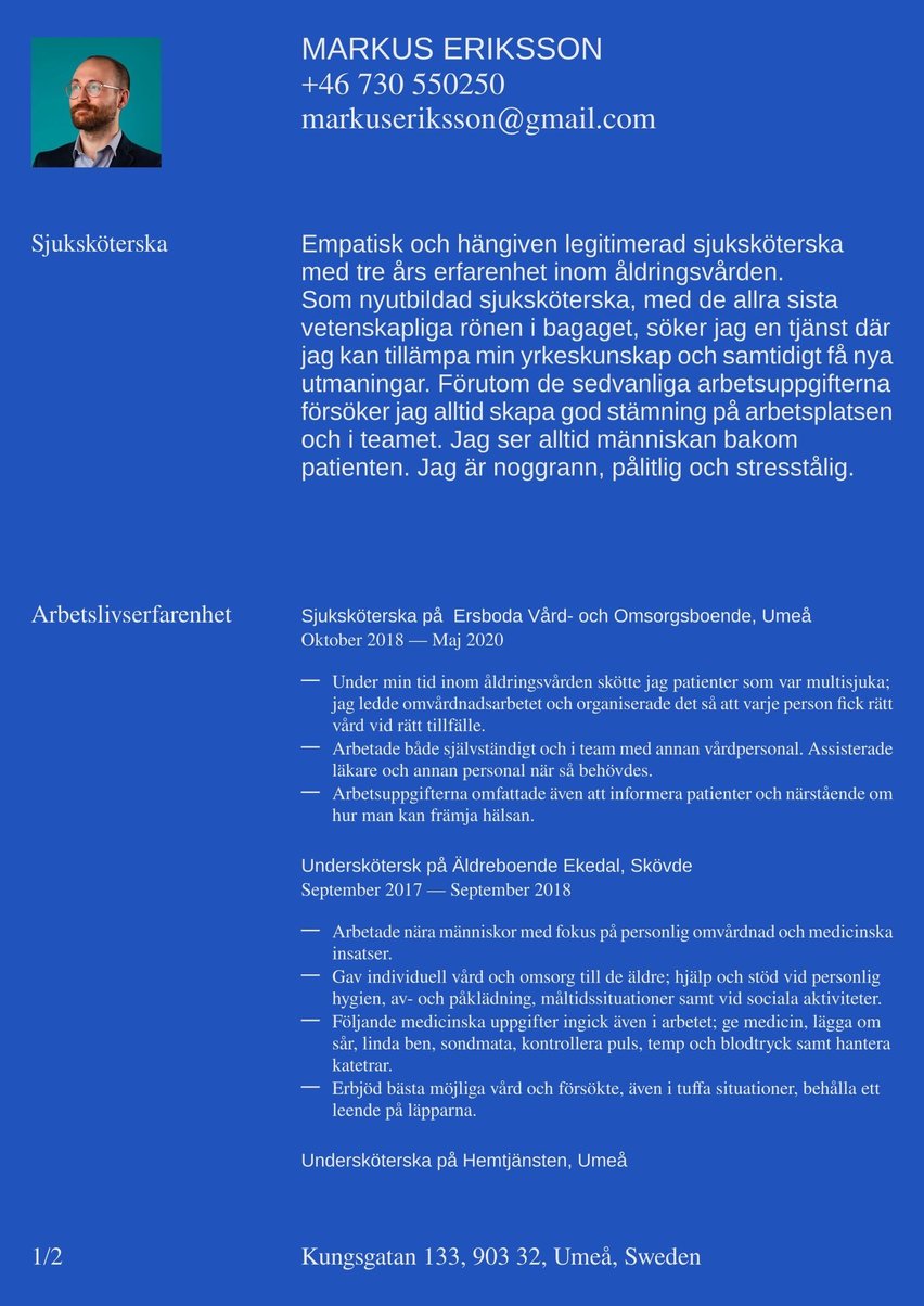 Genève resume template