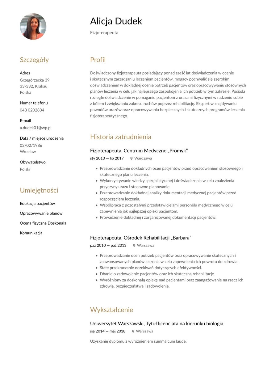 Mediolan resume template