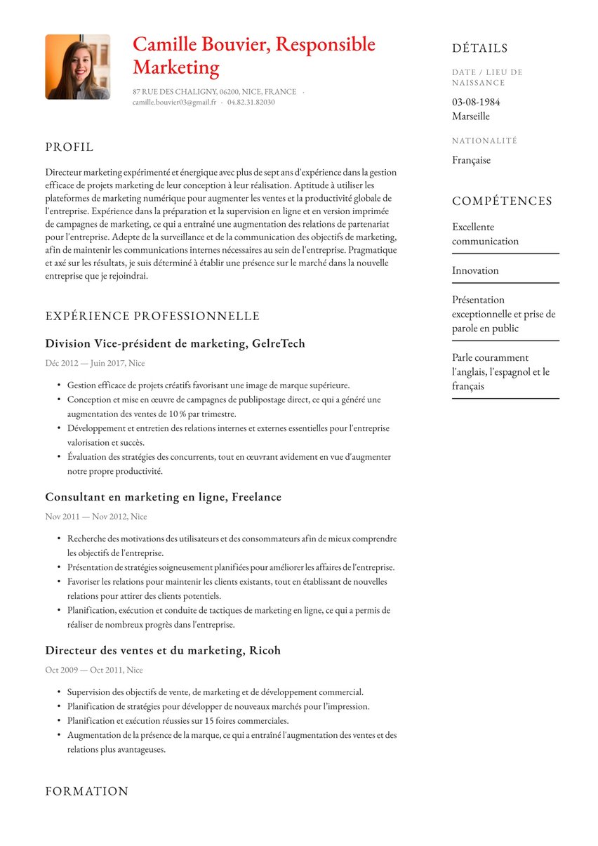 Paris resume template