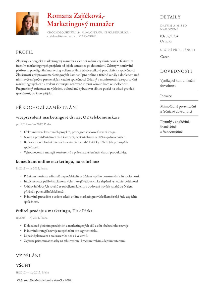 Paříž resume template