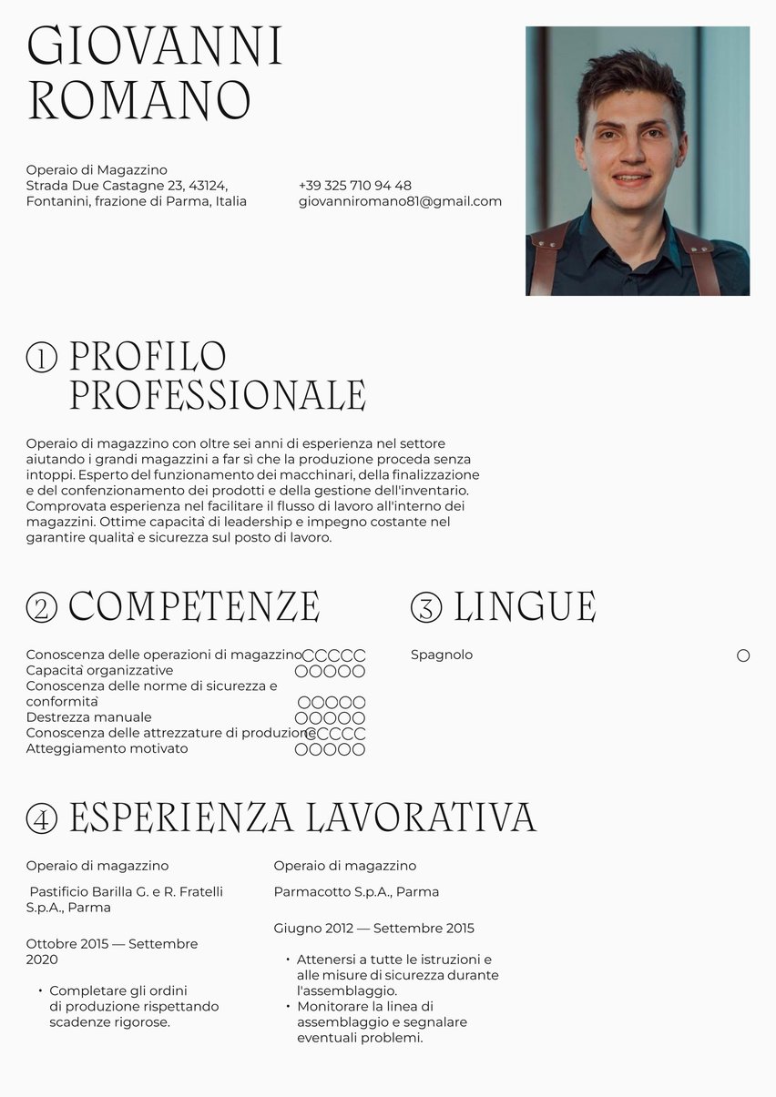 Roma resume template