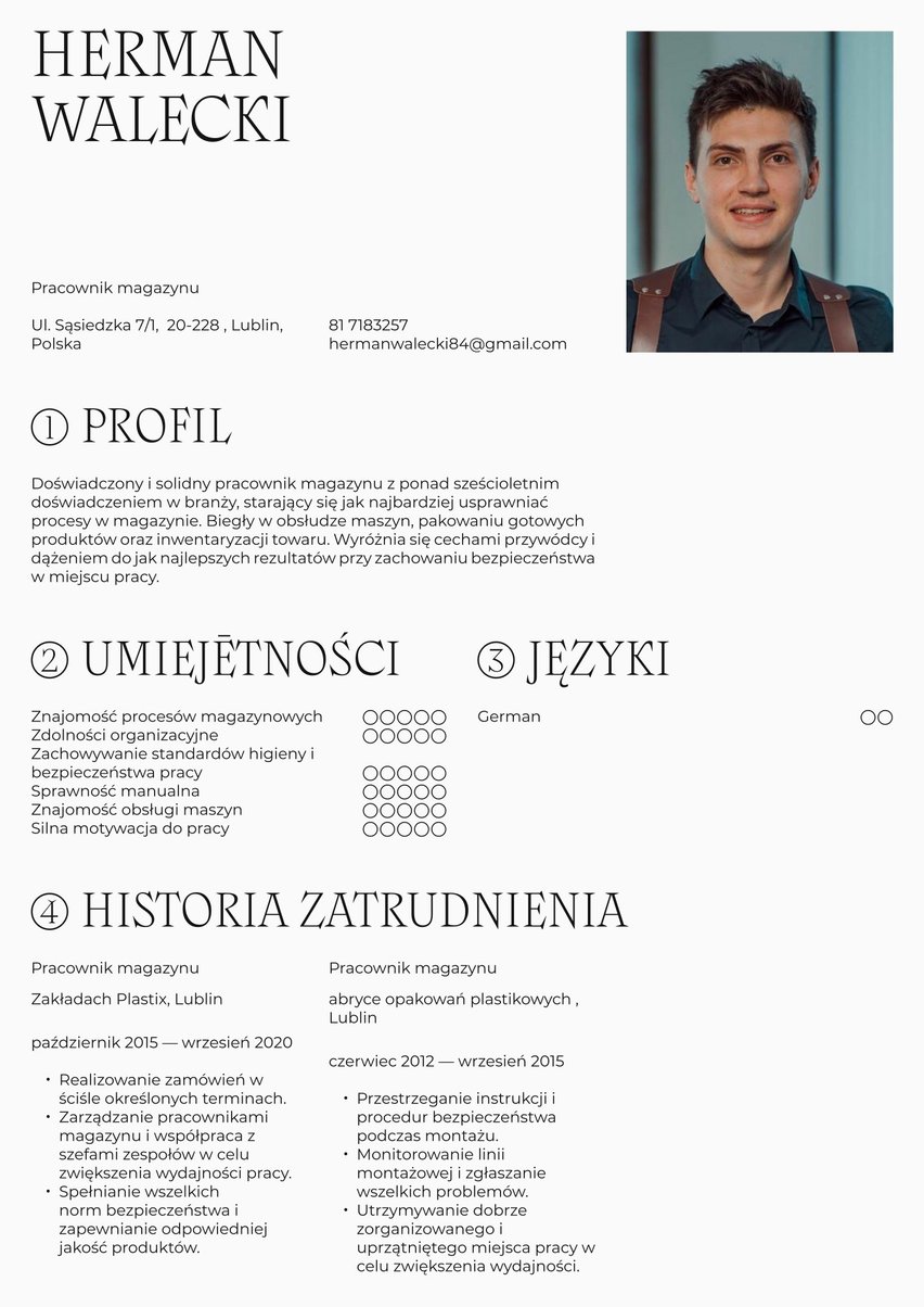 Rzym resume template