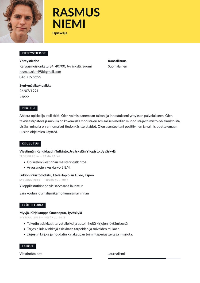 Madrid resume template