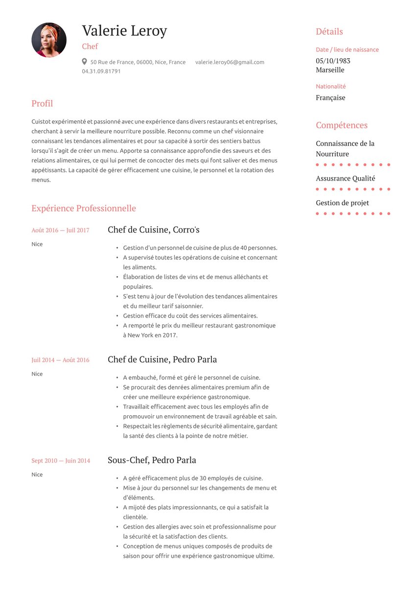 Barcelone resume template