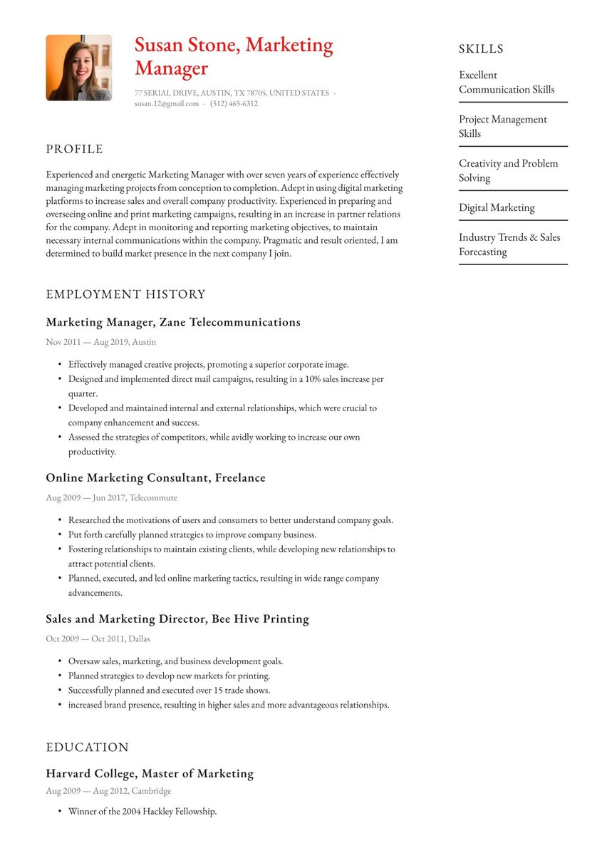 Paris resume template