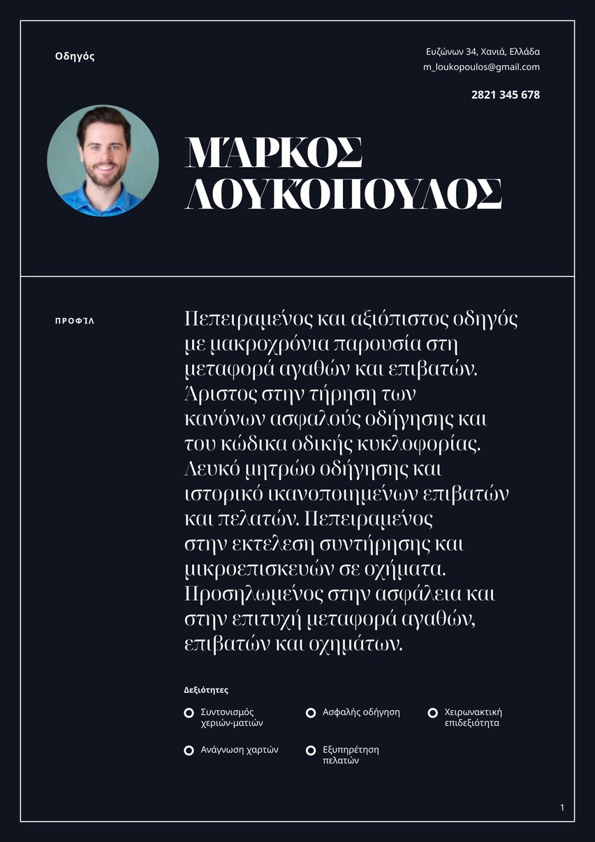 Σικάγο resume template