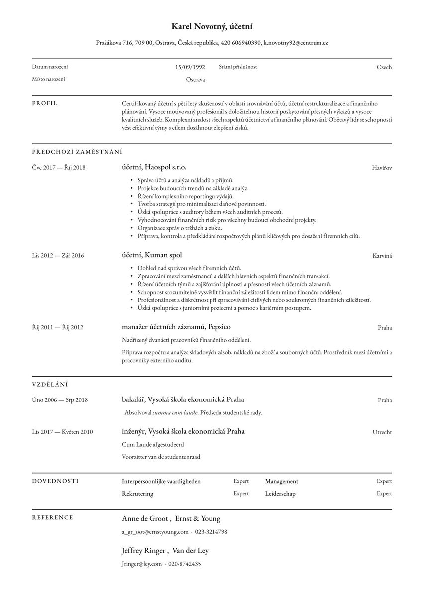 Londýn resume template