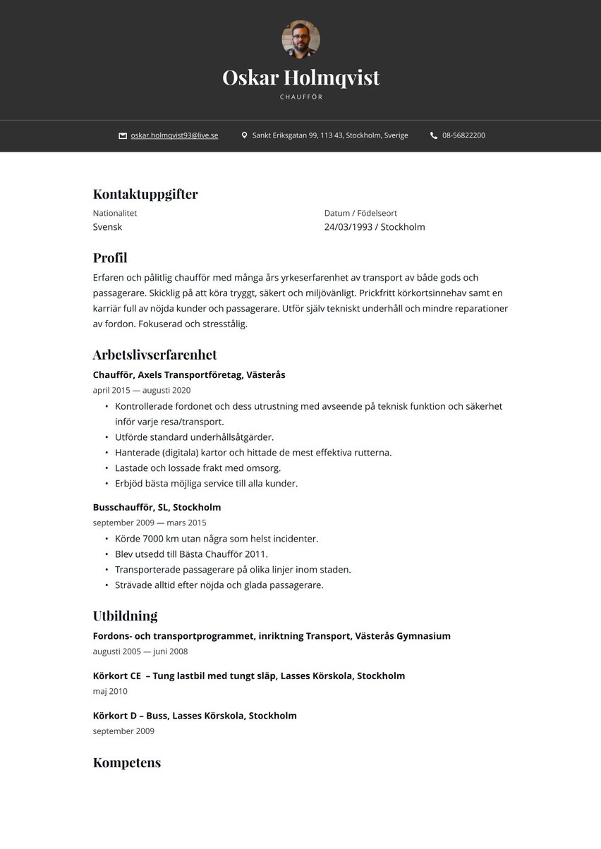 Oslo resume template