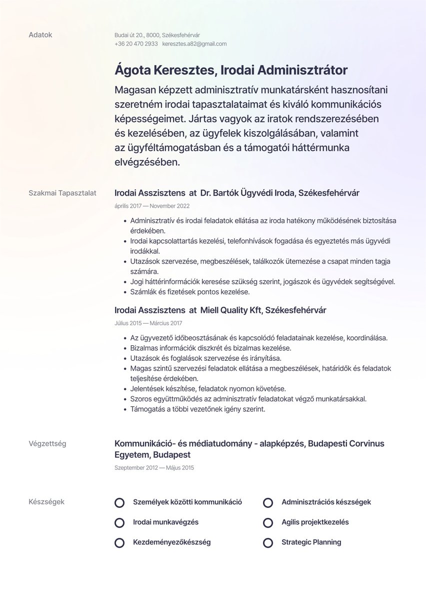 Moszkva resume template