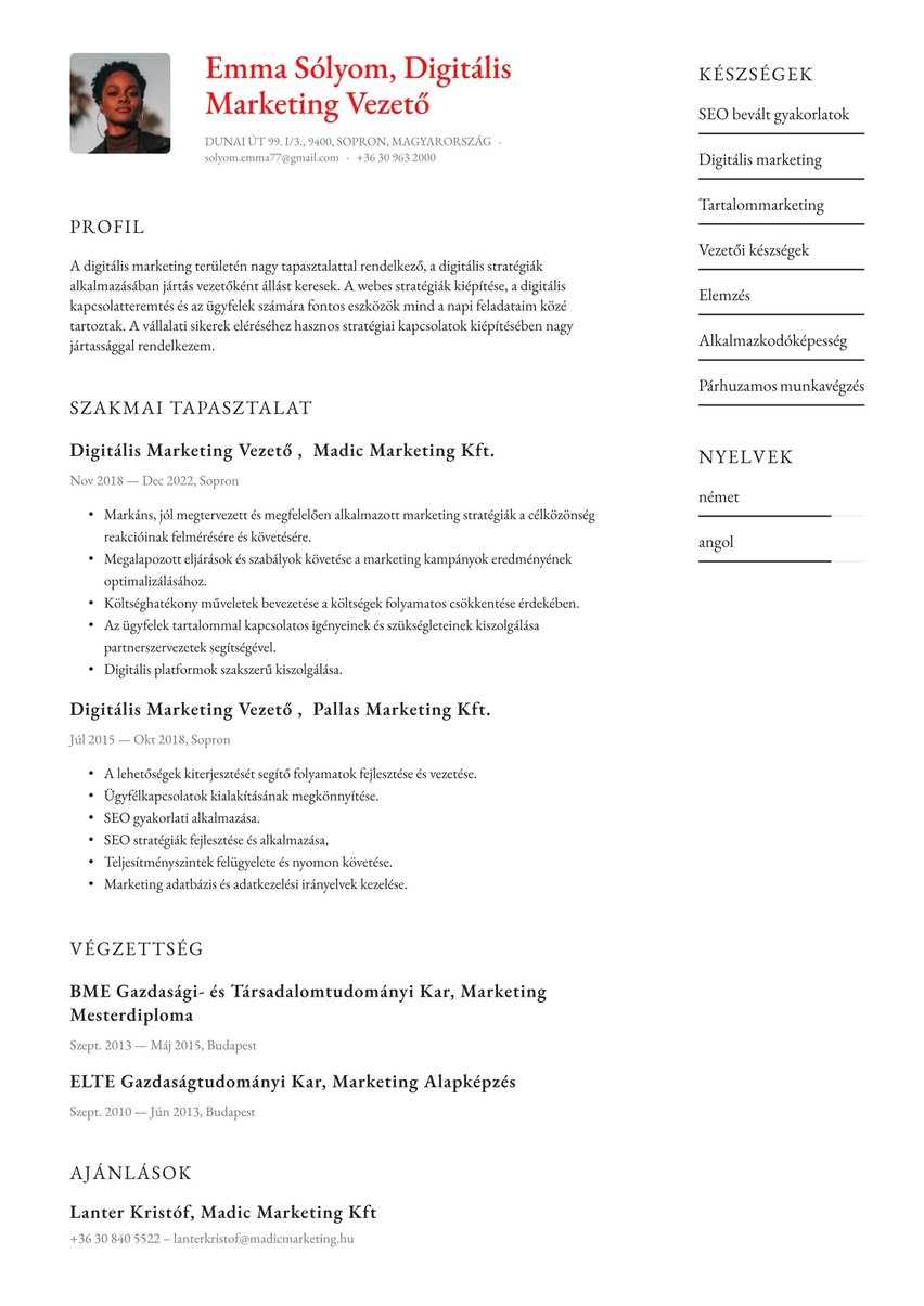 Párizs resume template
