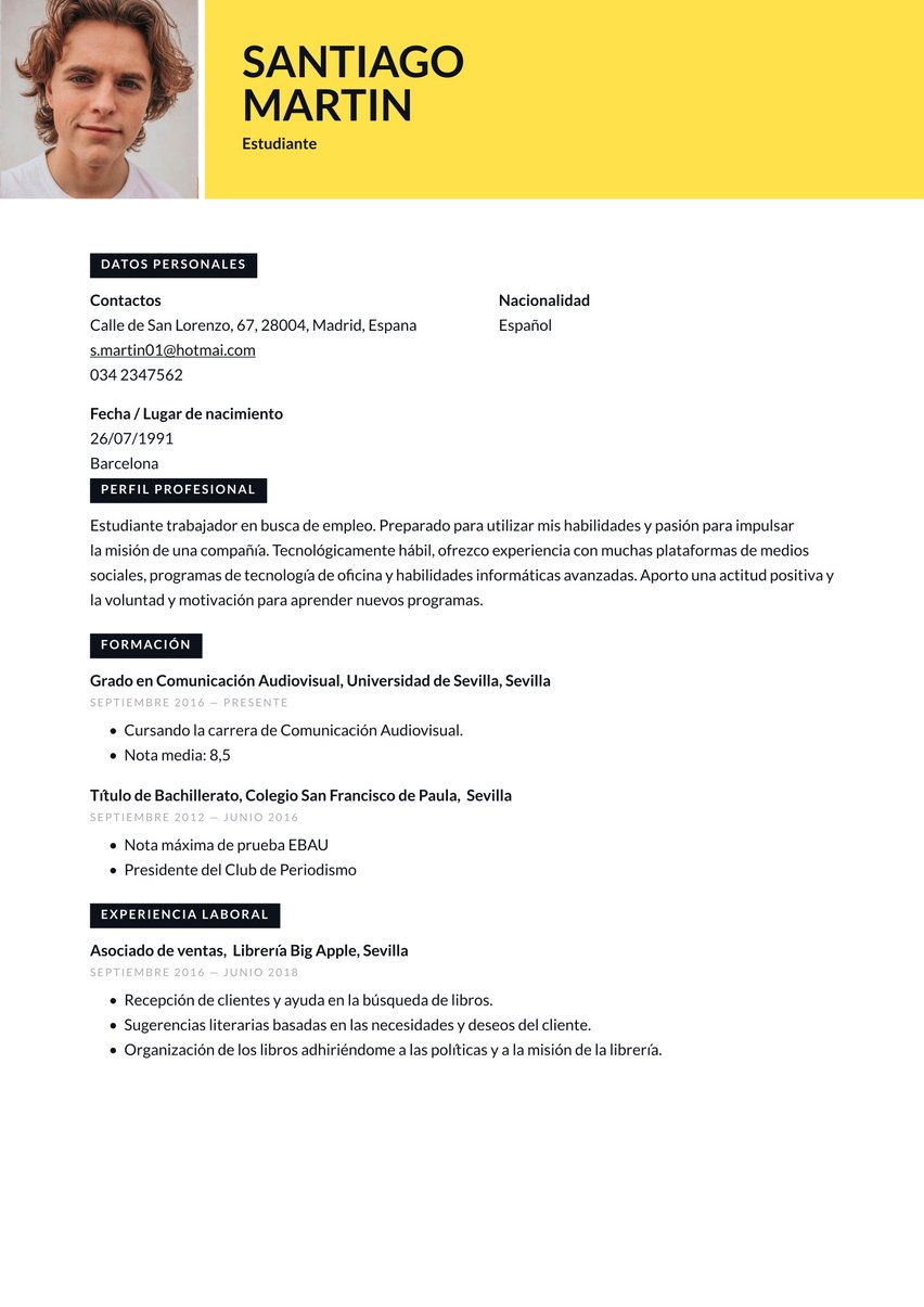Madrid resume template