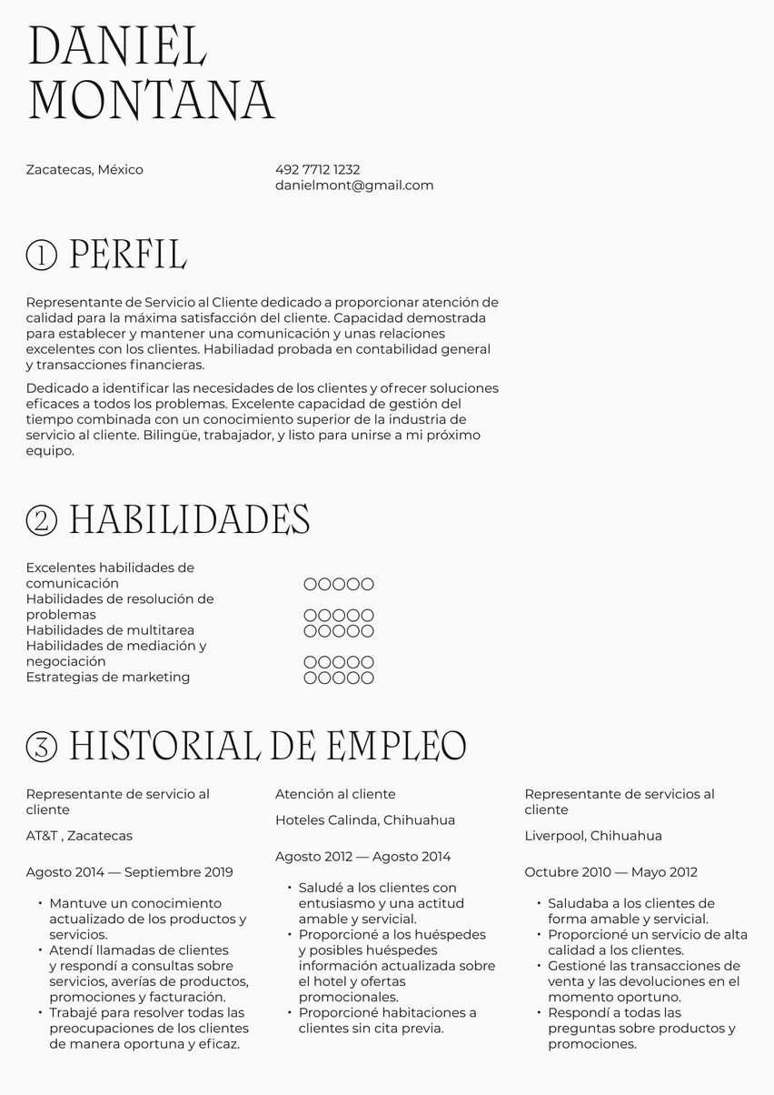 Roma resume template