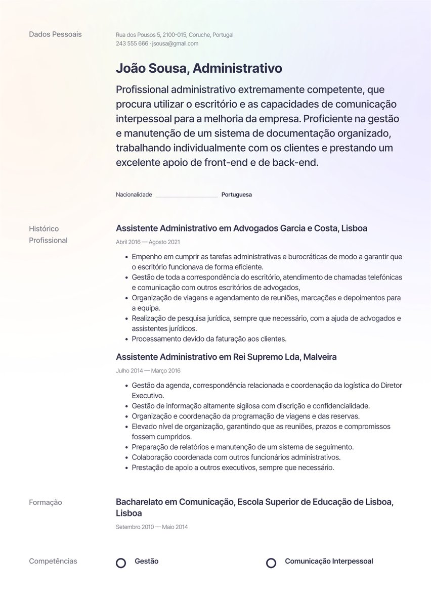 Moscow resume template