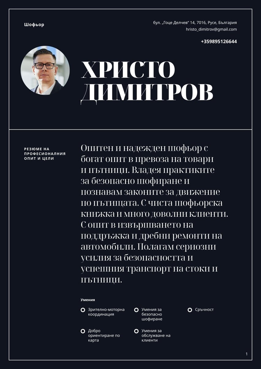 Чикаго resume template