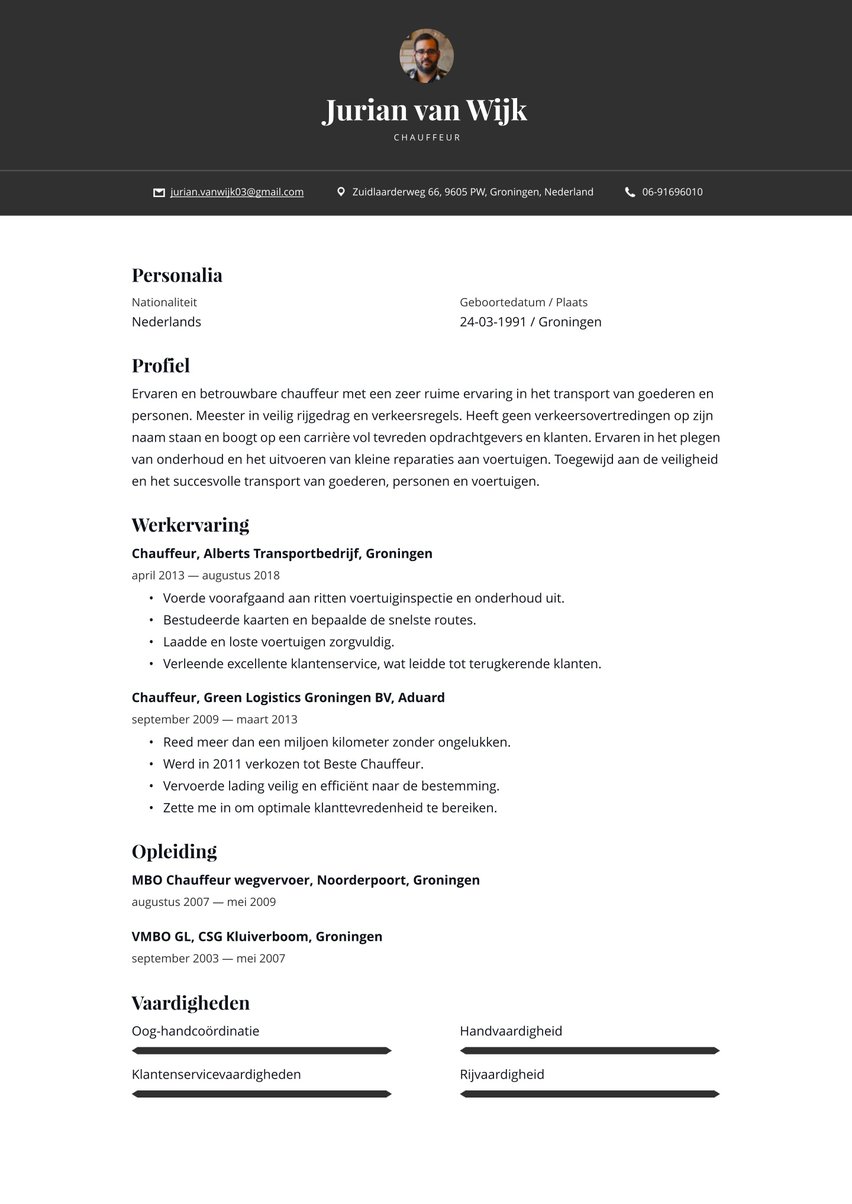 Chauffeur Cv Voorbeelden Schrijftips 2022 Gratis Download