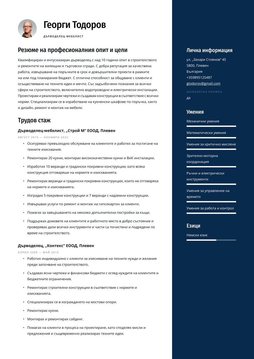 Сидни resume template