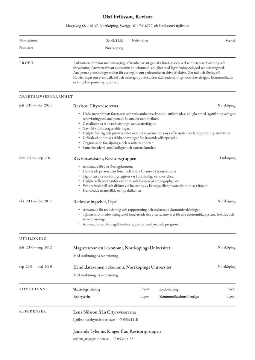 London resume template