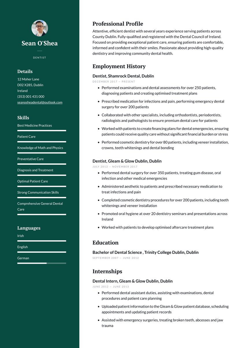 Dublin resume template