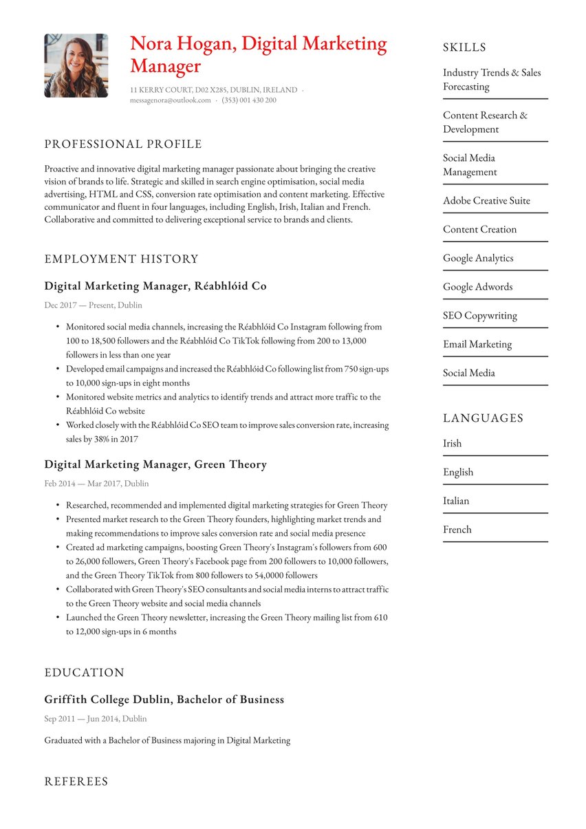 Paris resume template