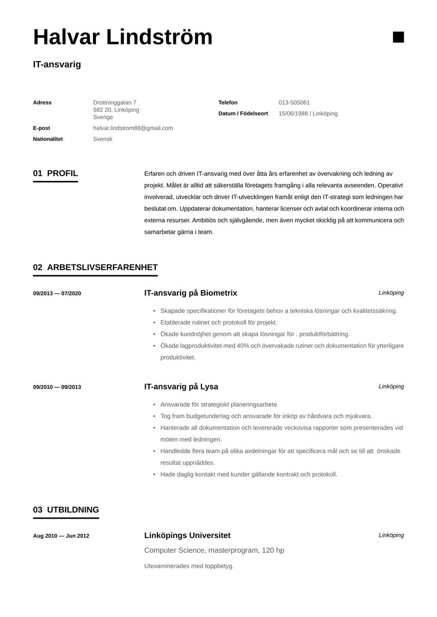 Singapore resume template