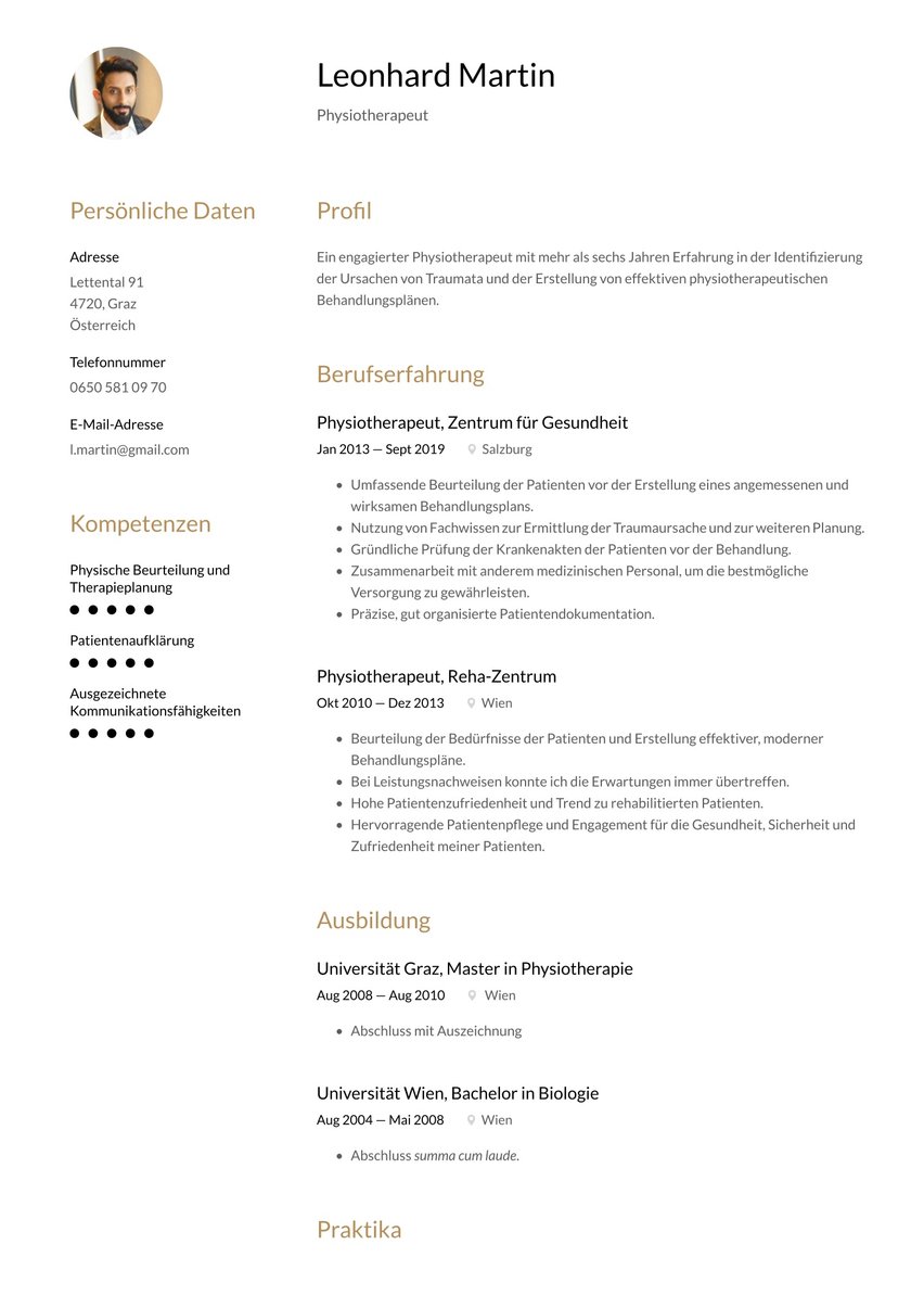 Mailand resume template