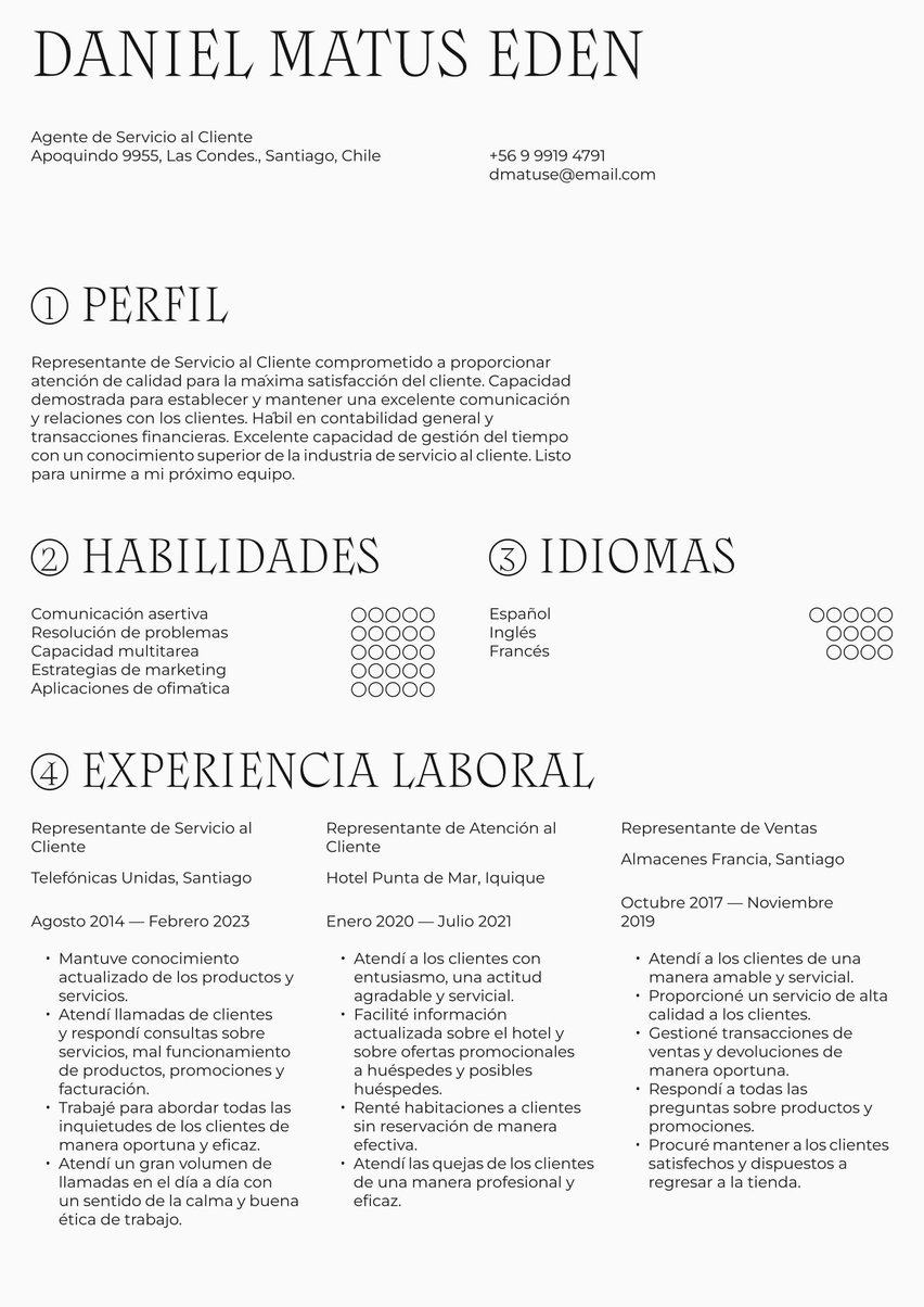 Roma resume template