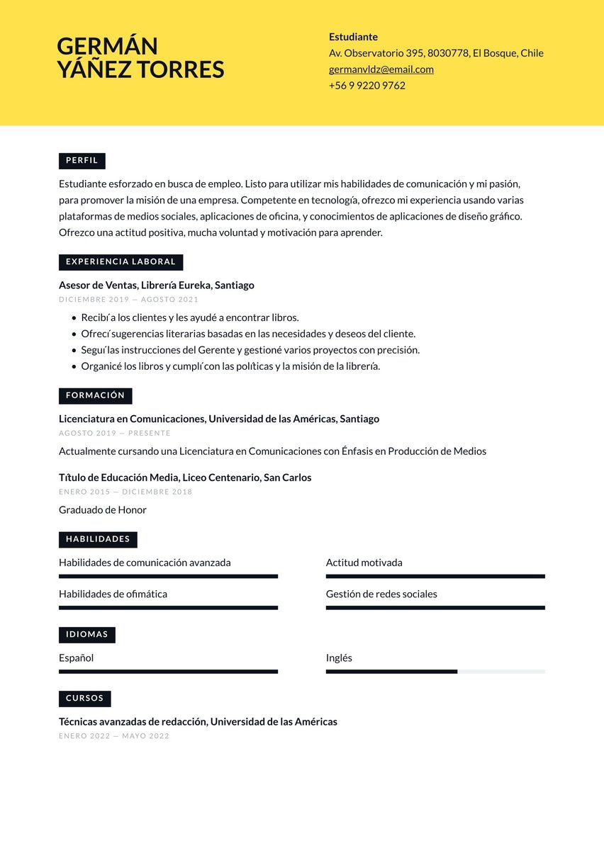 Madrid resume template