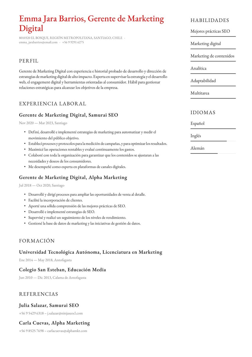 París resume template