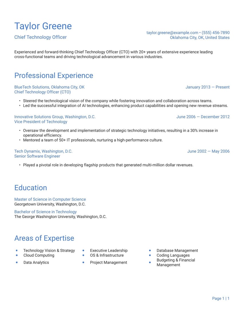 Athens resume template