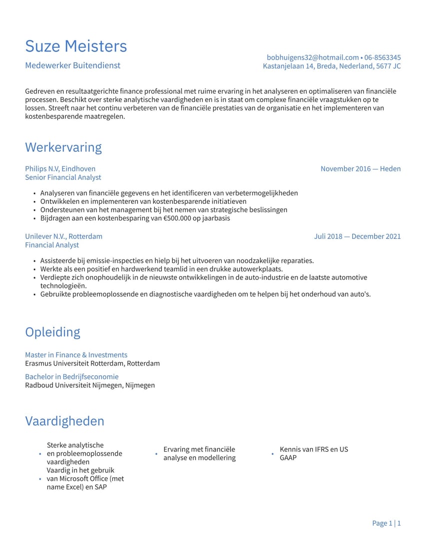 Athene resume template