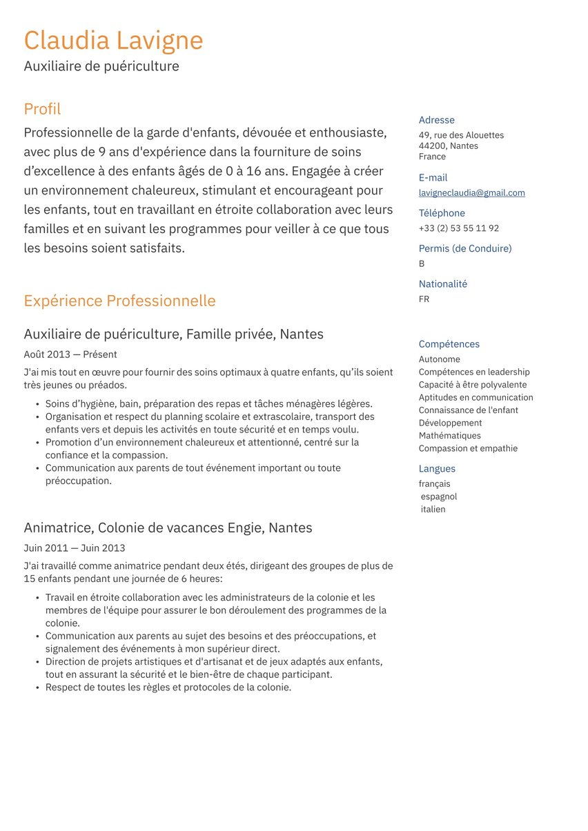 Bruxelles resume template