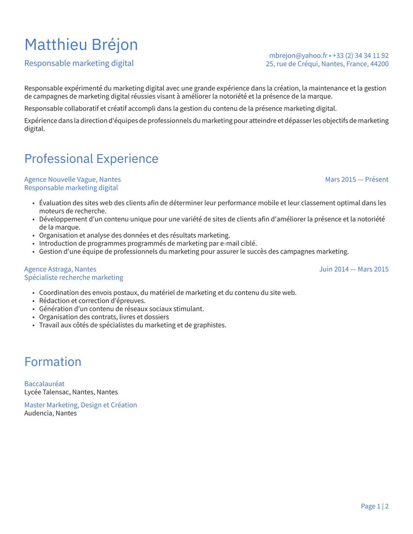 Athènes resume template