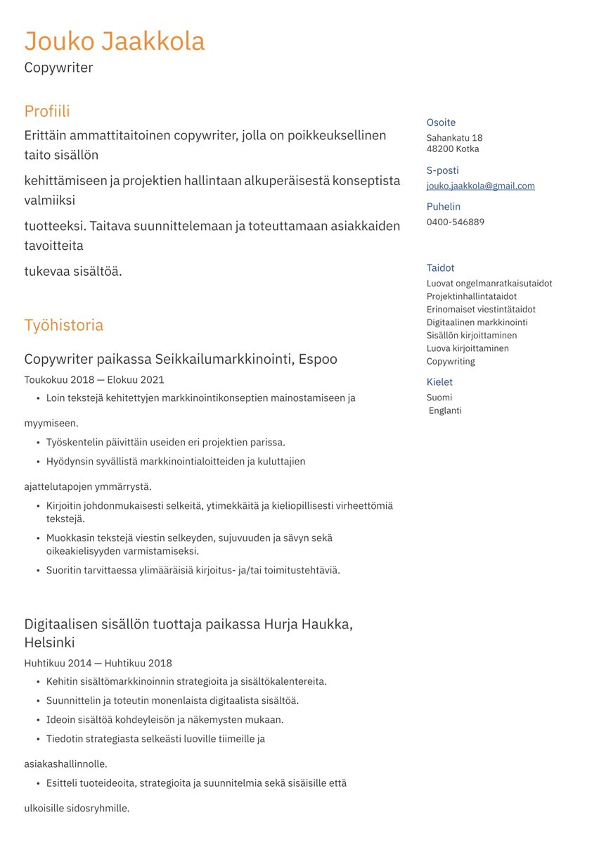 Brussels resume template