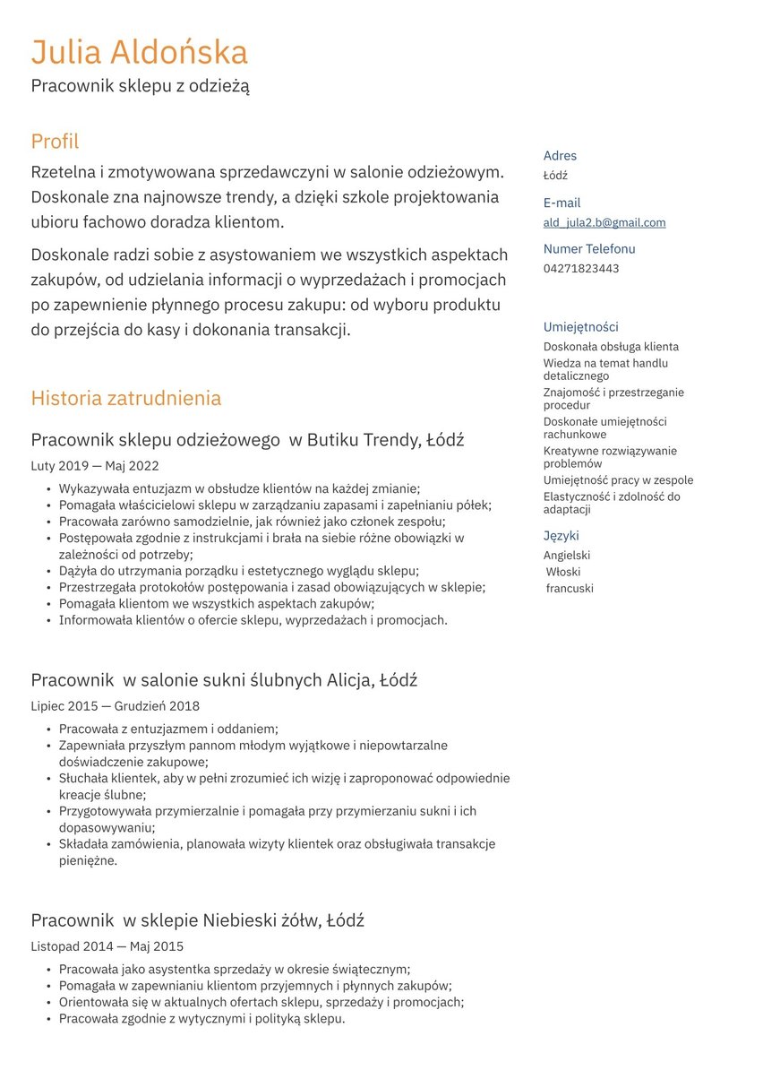 Bruksela resume template