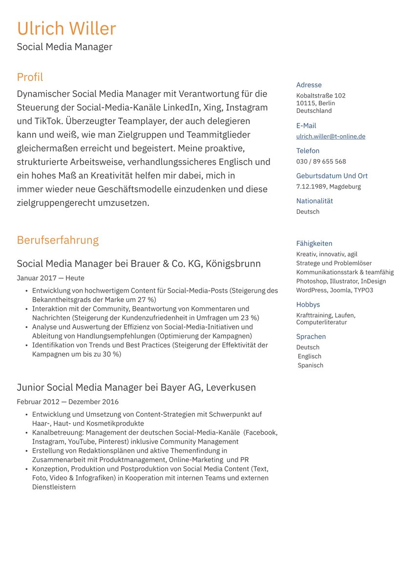 Brüssel resume template