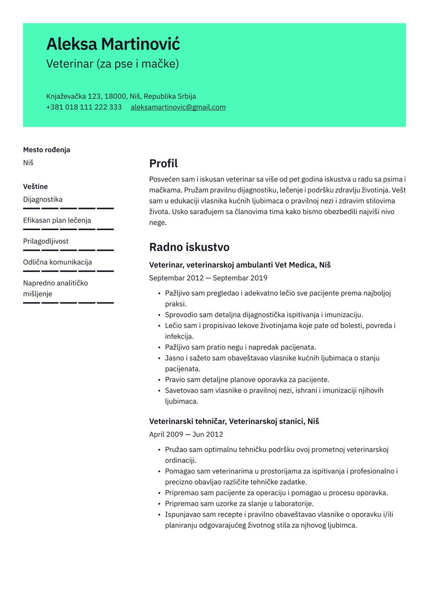 Beč resume template