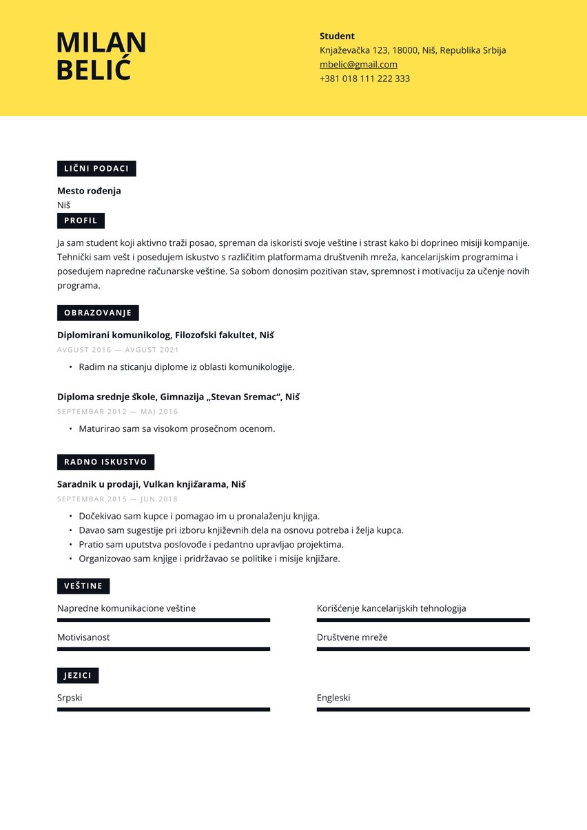 Madrid resume template