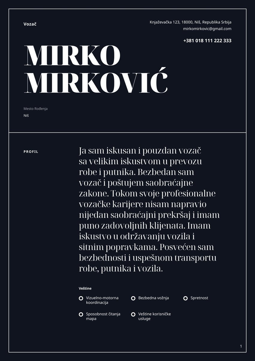 Čikago resume template