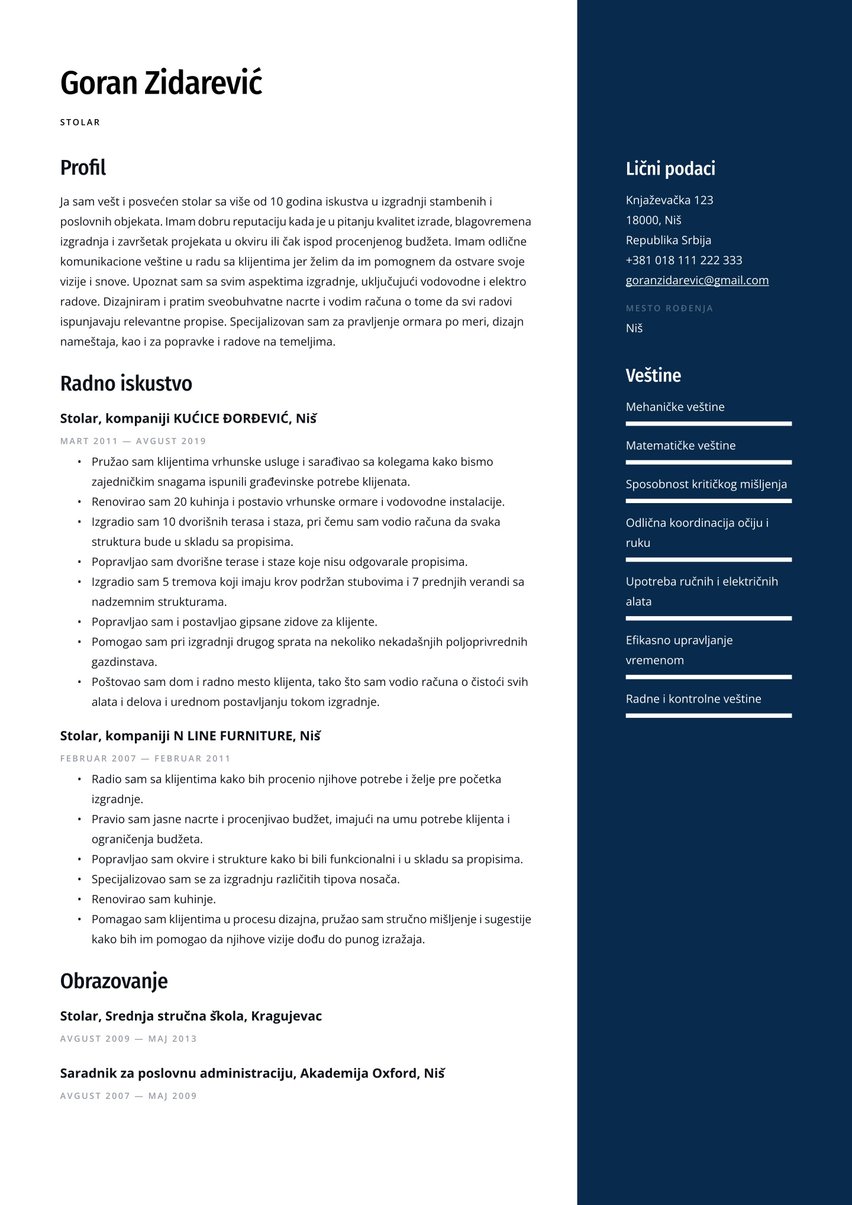 Sidnej resume template