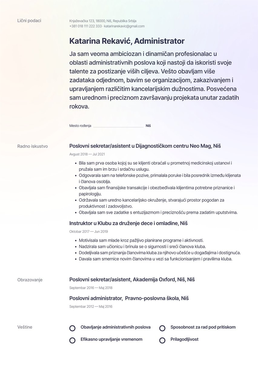 Moskva resume template