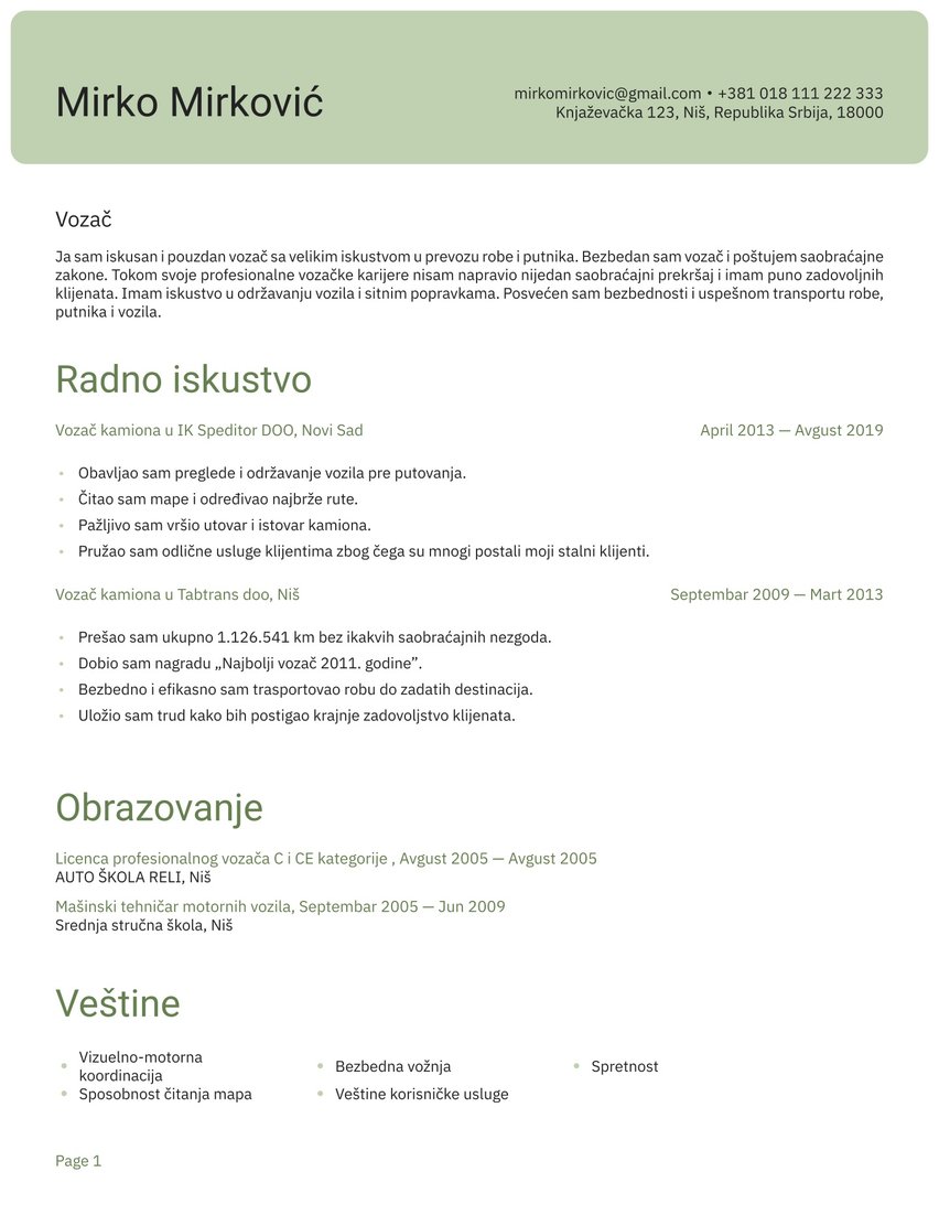 Šangaj resume template