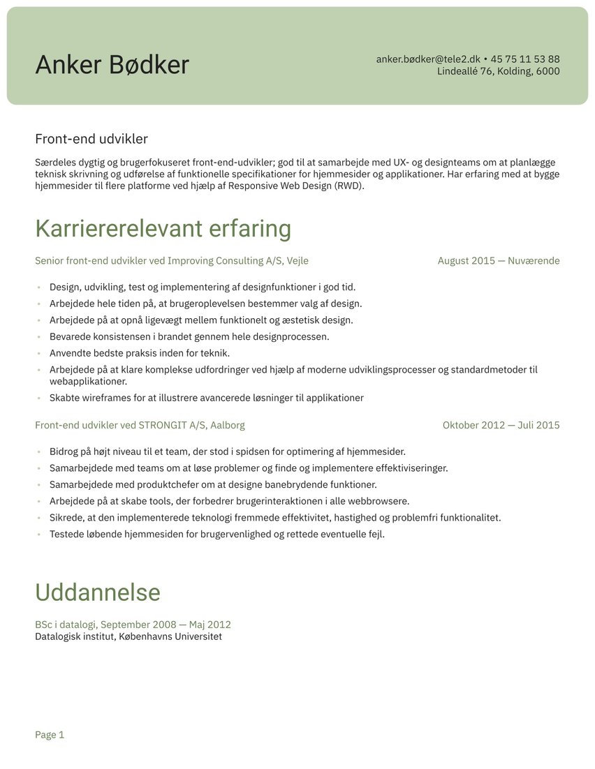 Shanghai resume template
