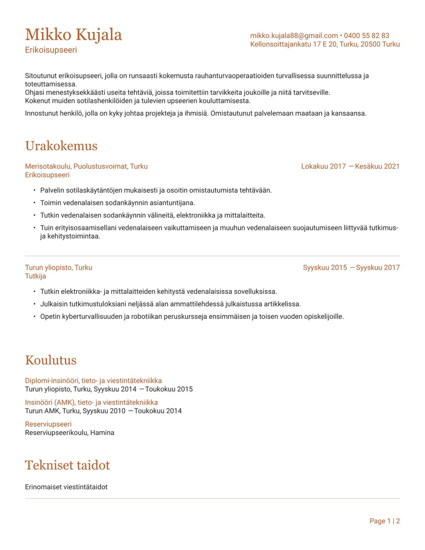 Prague resume template