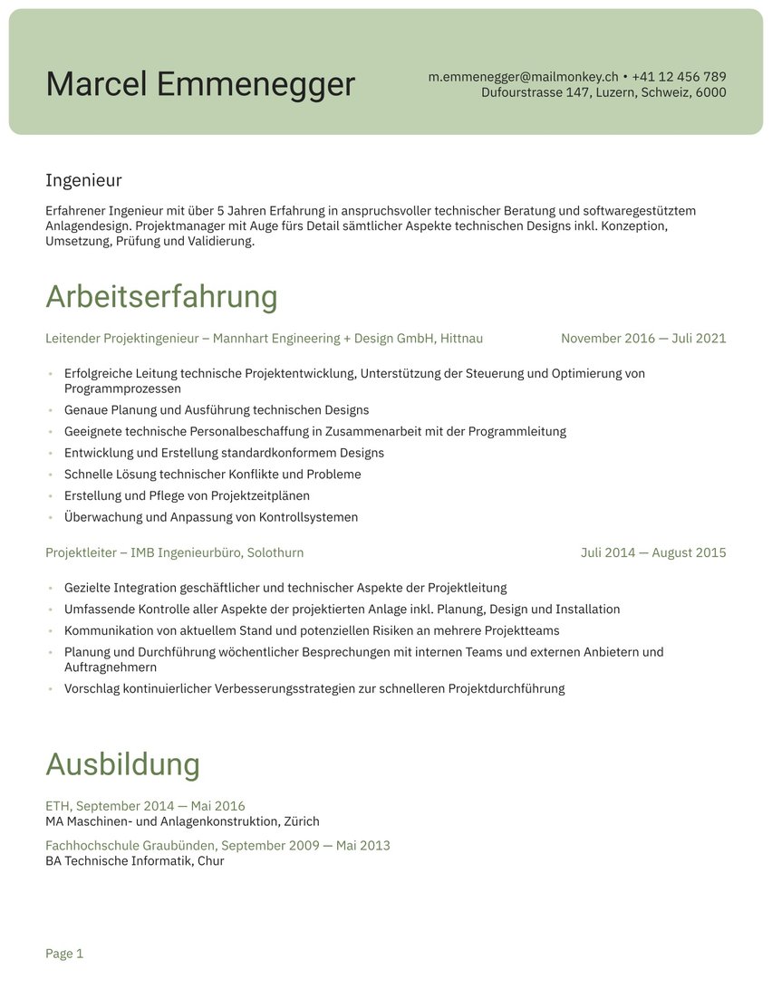 Schanghai resume template