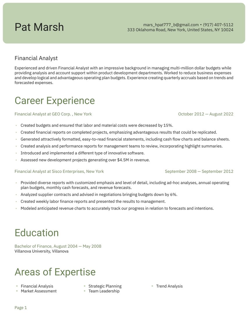 Shanghai resume template