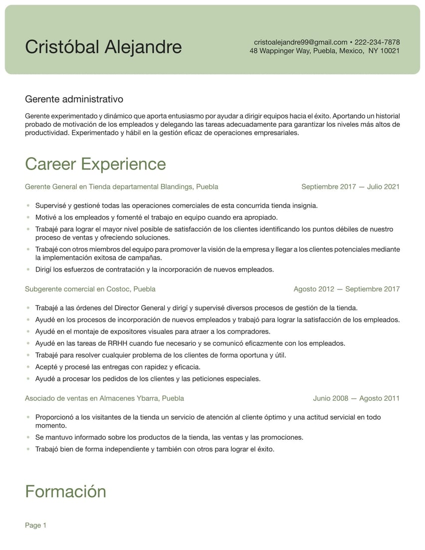 Shanghái resume template