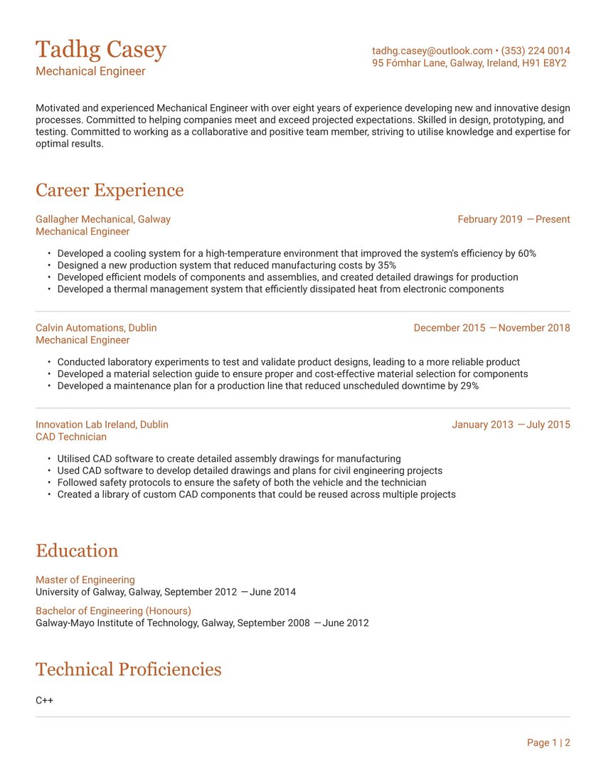 Prague resume template