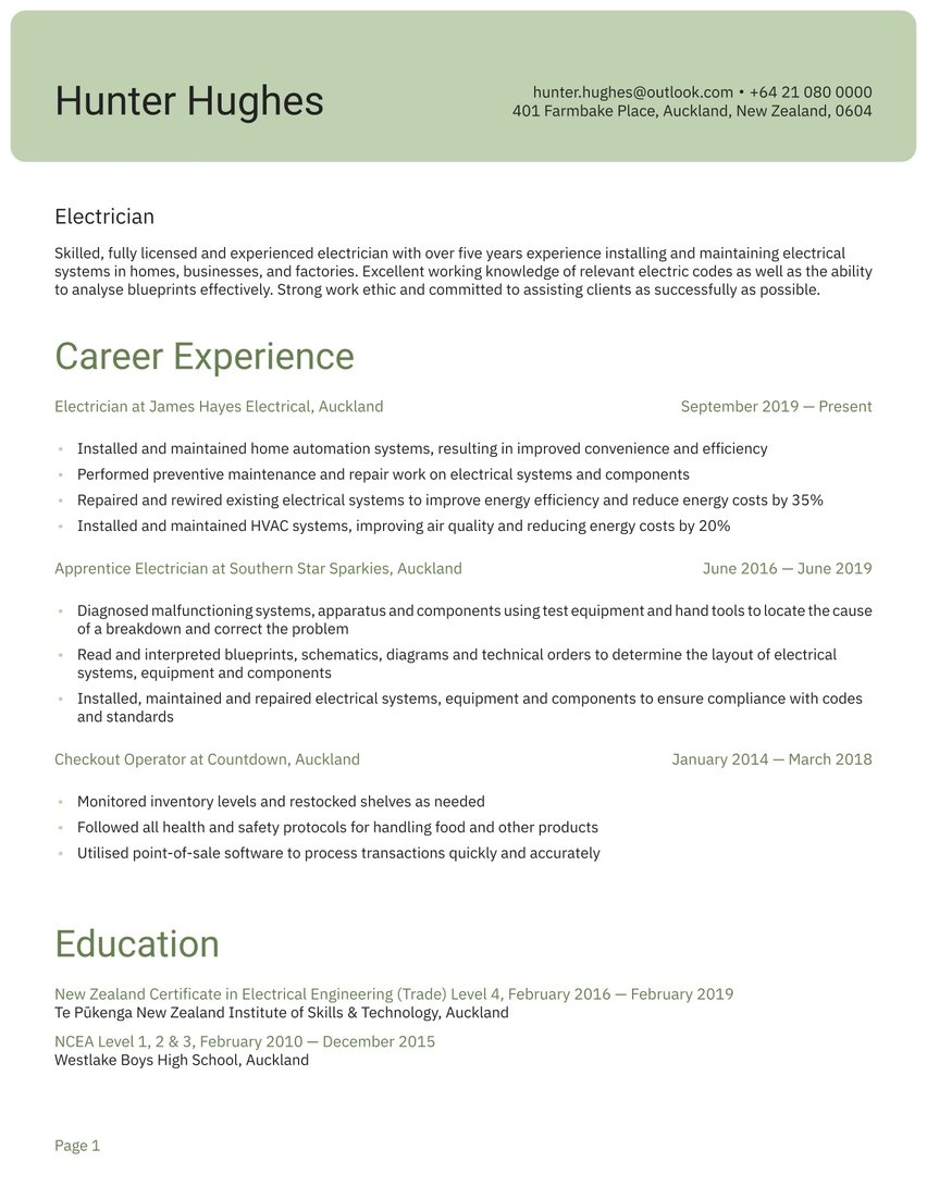 Shanghai resume template