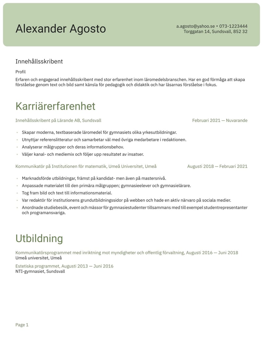 Shanghai resume template