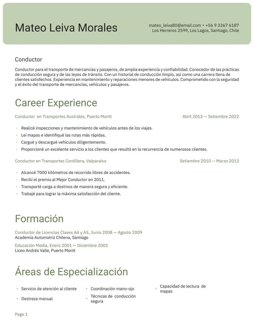 Shanghái resume template